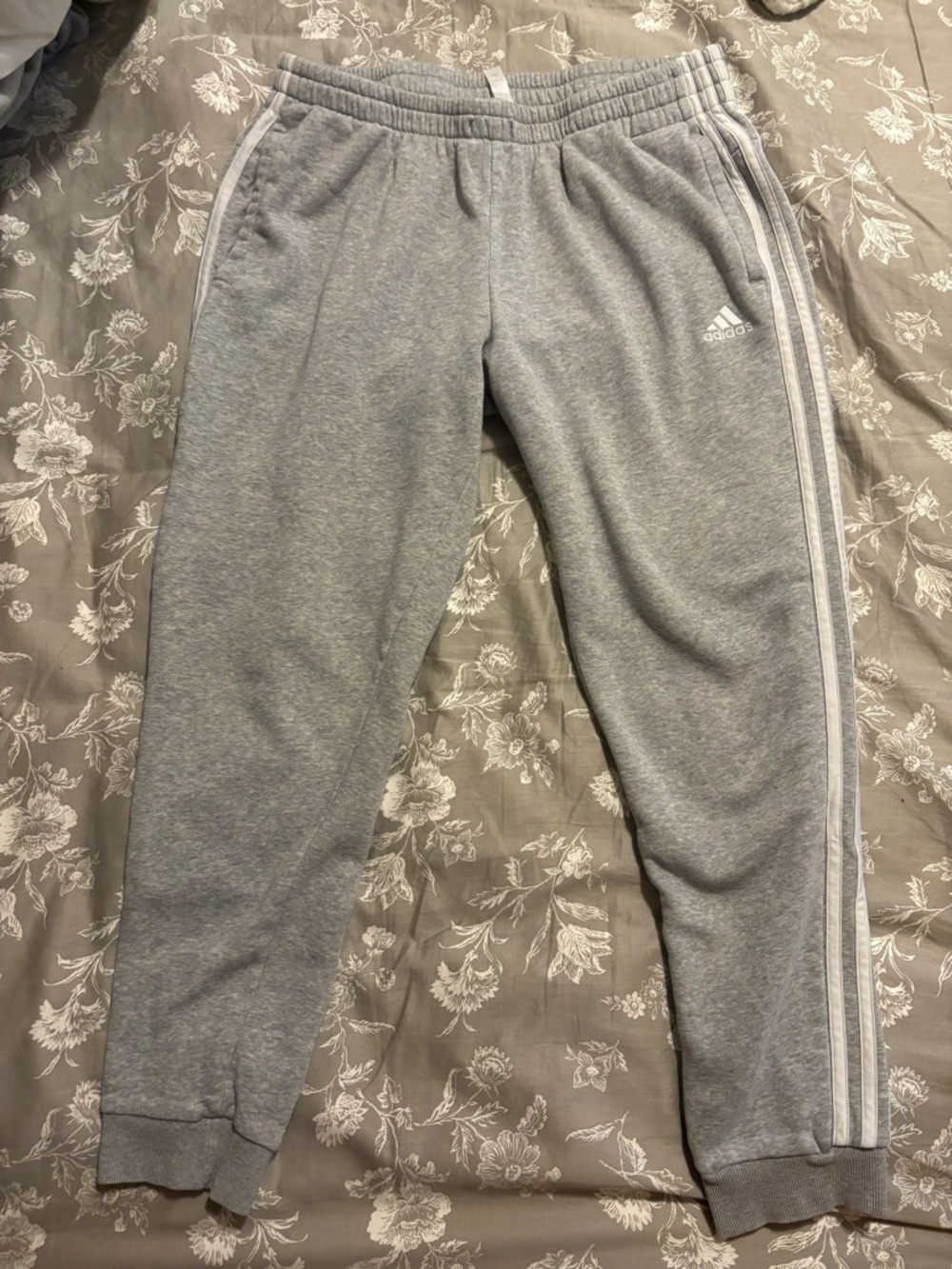adidas Heather Grey Kids Jogger Sweatpants with Side Stripes